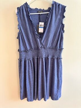 Ninety Blue Ruffle-Trim Mini Dress
